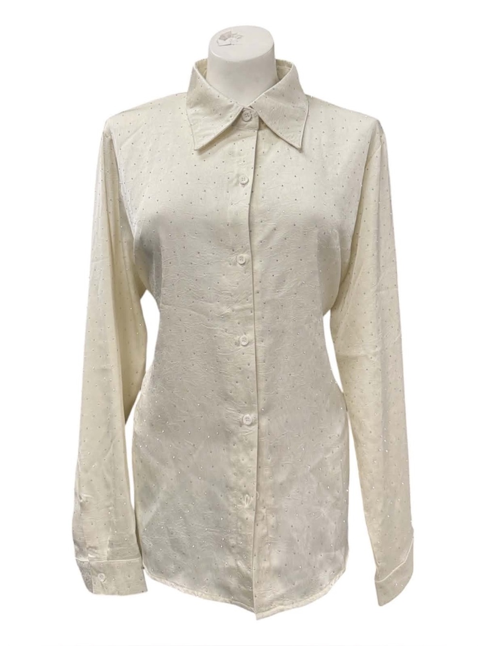 Fiori NWT Cream Button-Up Eyelet Blouse Size XL